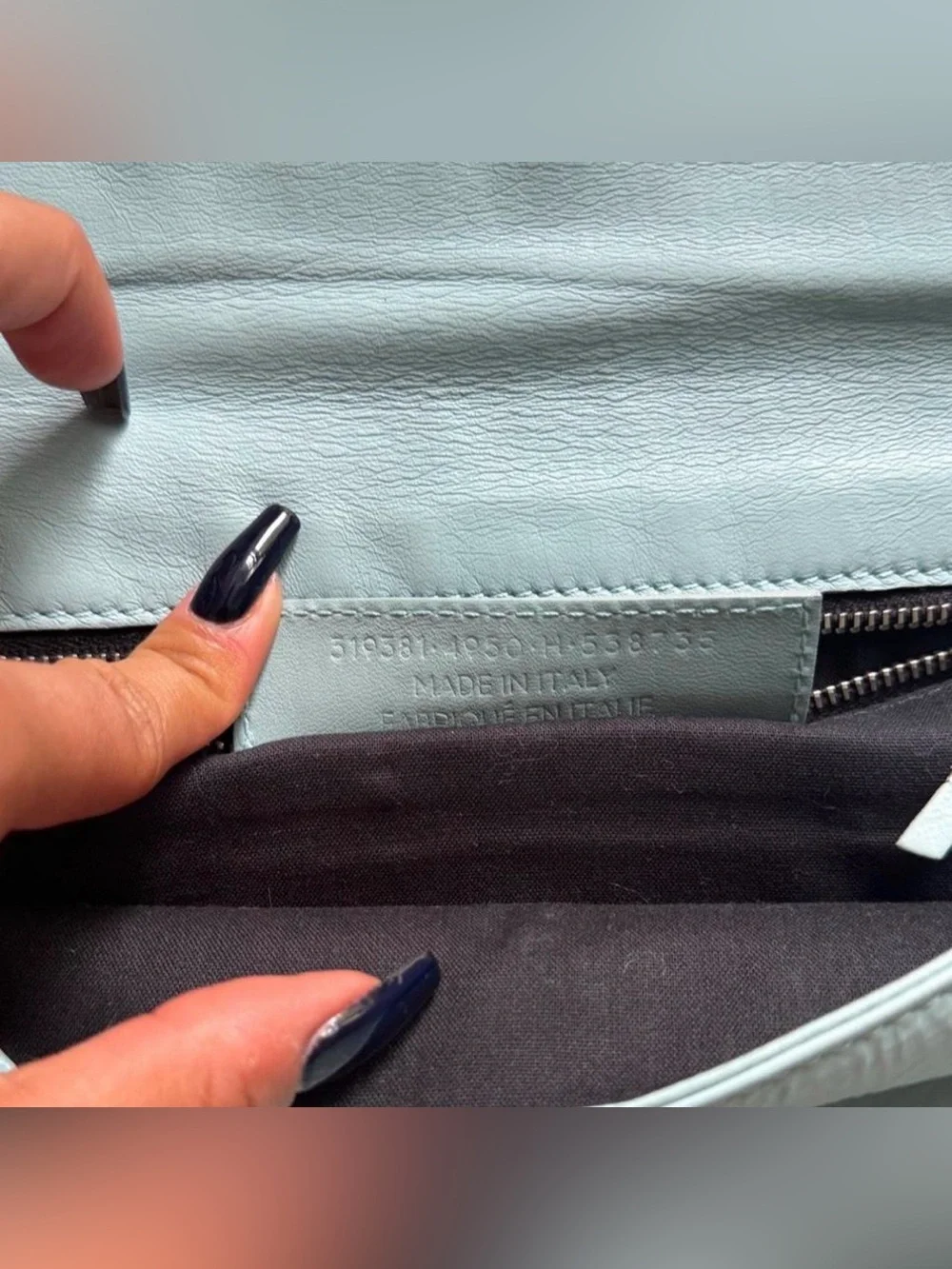Balenciaga Mint/Pale Blue Leather Classic Giant Envelope Clutch